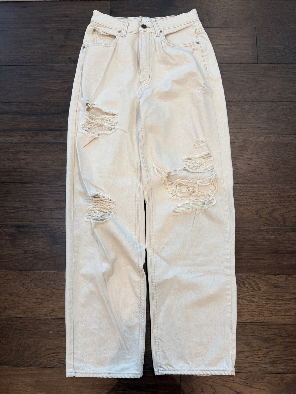 BDG Urban Outfitters High-Rise Baggy Distressed Off White Jeans Size 27 C61-030